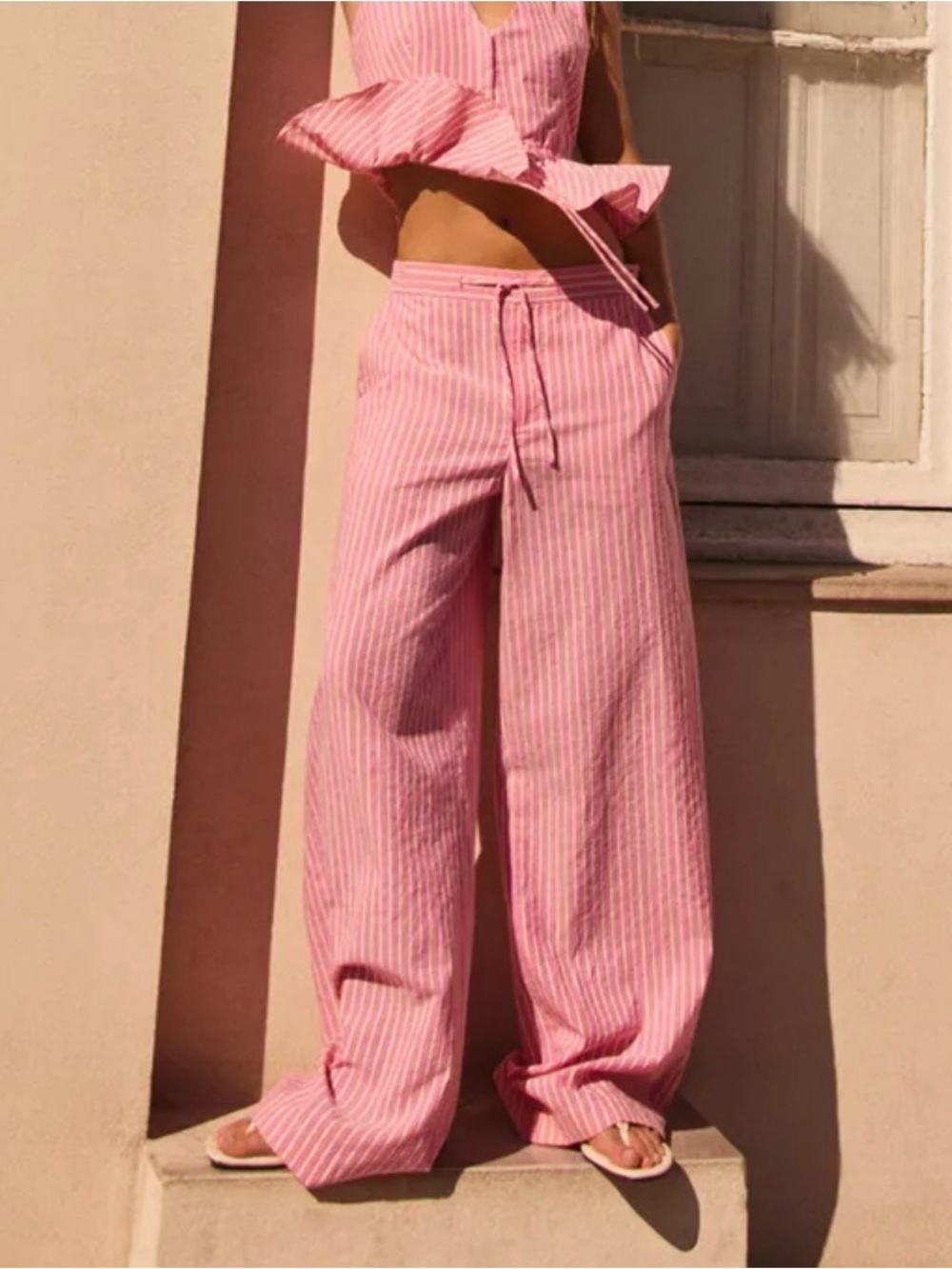 Zara pink wide striped pants